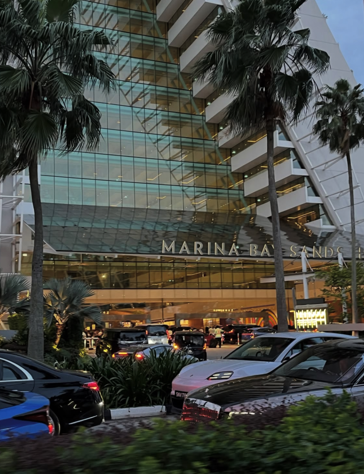An evening arrival at Marina Bay Sands